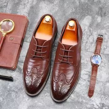 Повседневная кожаная обувь. Мужская кожаная обувь с острым носком. Деловая обувь. Кожаная обувь. 38 чёрный