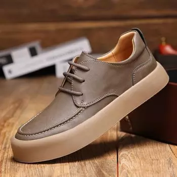 Повседневная кожаная обувь мужская летняя 2025 года, новый тренд, мода, универсальная, мягкая подошва, легкая, ретро, инструментальная доска 38