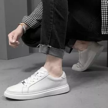 Повседневная кожаная обувь Мужские кроссовки Легкая повседневная обувь Модная дышащая высококачественная мужская обувь Tenis Masculino Zapatos Hombre 37 чёрный