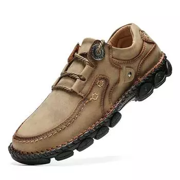 Повседневная кожаная обувь ручной работы, мужские лоферы, удобная мужская обувь из мягкой кожи, мокасины, мужская обувь на плоской подошве 38 хаки