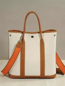 Повседневная кожаная сумка с вертикальным холстом и садовой сумкой из коровьей кожи, сумка для поездок на работу, сумка на одно плечо, ручная сумка 28x9x29cm бездна