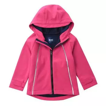 Повседневная куртка для девочек, осенняя ветровка, куртки с капюшоном, водонепроницаемые ветрозащитные куртки из софтшелла, зимнее флисовое пальто 98 розы красного
