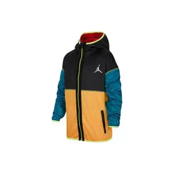 Повседневная куртка Jordan Logo Patchwork с капюшоном на молнии Детские куртки черного цвета DR7990-010 M