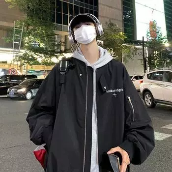 Повседневная куртка мужская рабочая одежда весна и осень свободная верхняя одежда большого размера ветрозащитная бейсбольная униформа куртка мужская красивая M