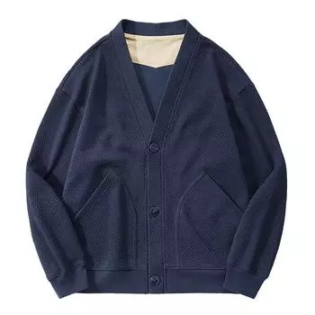 Повседневная куртка мужская свободная трикотажная куртка с V-образным вырезом жаккардовый клетчатый кардиган толстовка мужская XXXXL