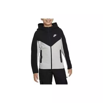 Повседневная куртка Nike Color Block с капюшоном на молнии Детские куртки Черный Серый FD3285-064 XS