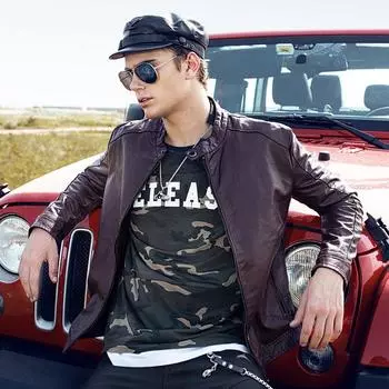 Повседневная куртка, новая мужская кожаная куртка на весну и осень, британская мужская мотоциклетная куртка из искусственной кожи M