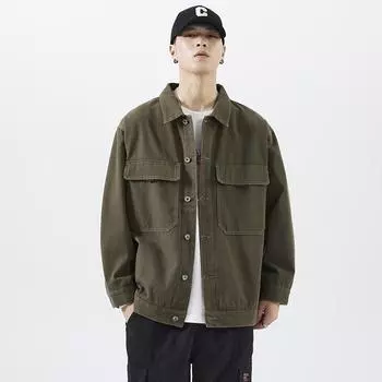 Повседневная куртка Tooling, мужская, модная, мужская, джинсовая куртка с лацканами, большой размер, модный мужской топ S чёрный