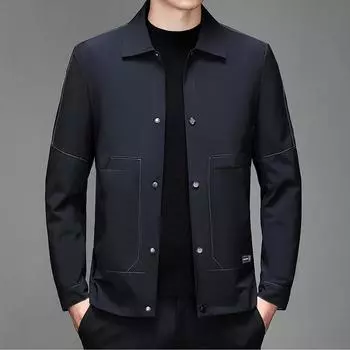 Повседневная куртка в стиле рубашки с длинными рукавами для мужчин на весну и осень, новая модная тонкая куртка в корейском стиле с простыми лацканами M