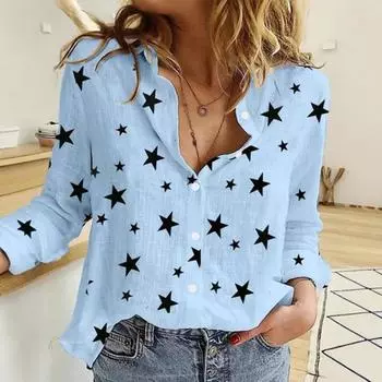 Повседневная льняная рубашка с принтом в горошек и с длинным рукавом для женщин, зимняя новинка, женская мода S дубильная кора