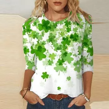 Повседневная летняя футболка для женщин, футболки для дня Святого Патрика, рубашки, женские базовые топы, повседневная уличная одежда, ткань XXL