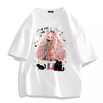 Повседневная летняя женская одежда с 3D принтом для модных девочек, уличная футболка для девочек, футболка большого размера, свободный топ S