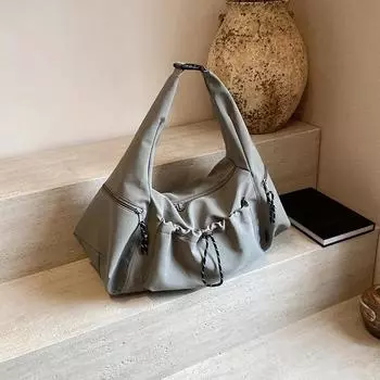 Повседневная многофункциональная нейлоновая сумка-тоут на молнии, стильная простая женская сумка через плечо Commuter Trend чёрный