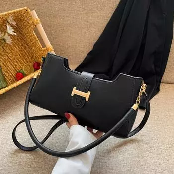Повседневная мода и иностранный стиль маленькая квадратная сумка женская новинка 2024 года осень-зима корейский простой нишевый дизайн однотонная сумка-мессенджер чёрный