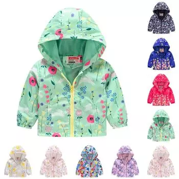 Повседневная модная детская куртка с капюшоном и принтом для мальчиков и девочек в милом стиле 90 тёмно-синий