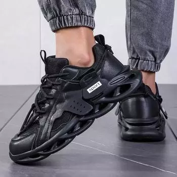 Повседневная модная дышащая обувь с сетчатой поверхностью, уличная обувь для папы, обувь больших размеров, мужская и женская обувь 35 чёрный