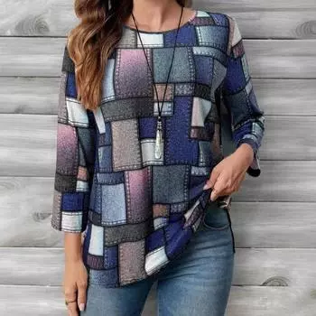 Повседневная модная футболка с длинными рукавами и круглым вырезом S