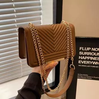 Повседневная модная маленькая квадратная сумка женская 2024 зима новый тренд иностранный стиль цепочка сумка через плечо простая сумка-мессенджер женская