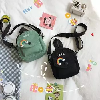 Повседневная модная маленькая сумка-чехол для девочек, женская новая волна, корейская мини-сумка, крутая уличная сумка Port Wind Chest Honey Bag чёрный