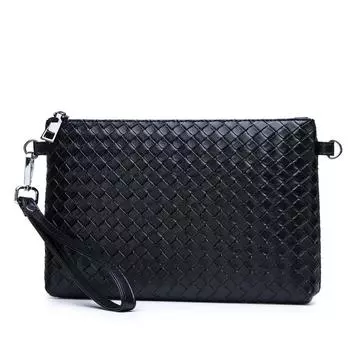 Повседневная модная плетеная сумка-клатч, портативный мужской кошелек, одна сумка чёрный