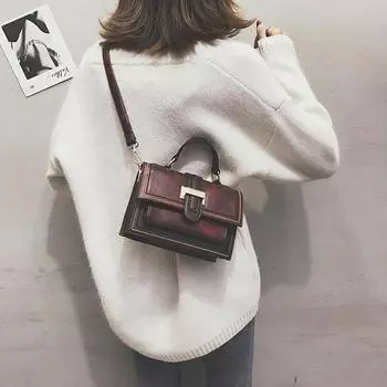 Повседневная модная ретро маленькая квадратная сумка 2024 простая контрастная цветная сумка через плечо повседневная новая женская сумка коричневый