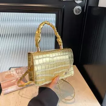 Повседневная модная ретро сумка через плечо простая модная маленькая квадратная сумка 2024 летний тренд мода простая сумка-мессенджер чёрный