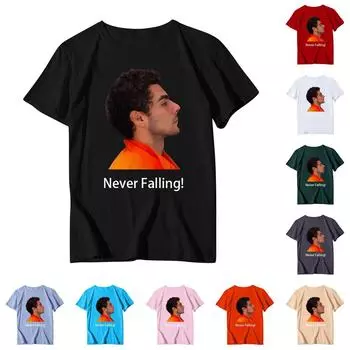 Повседневная модная спортивная футболка с круглым вырезом и принтом унисекс с коротким рукавом L чёрный