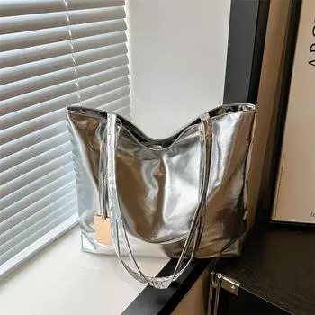 Повседневная модная сумка через плечо большой емкости, персонализированная трендовая сумка-тоут для поездок на работу 2024 года, новинка лета, простая сумка чёрный