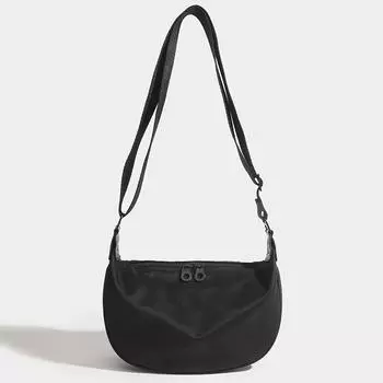 Повседневная модная сумка через плечо, простая однотонная, большая вместимость, широкий ремень, сумка через плечо из ткани Оксфорд, сумка в форме полумесяца, женская сумка чёрный