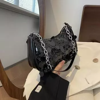 Повседневная модная сумка через плечо, простая сумка под мышкой, повседневная маленькая квадратная сумка 2024 года, популярная модная сумка-мессенджер чёрный