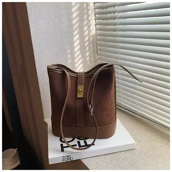 Повседневная модная сумка через плечо женская 2024 новая корейская версия ретро трендовая сумка-ведро премиум-сумка через плечо чёрный