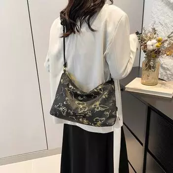 Повседневная модная сумка с вышитой бабочкой для женщин 2024 года, новая универсальная сумка-мессенджер, модная сумка через плечо чёрный
