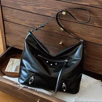 Повседневная модная сумка женская 2024 осень новая простая модная сумка через плечо тренд ретро большая вместительная сумка-тоут белый