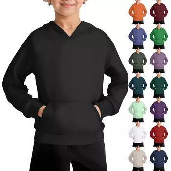 Повседневная модная толстовка с длинным рукавом и капюшоном с карманом для мальчиков 100 армия зеленый