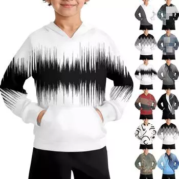 Повседневная модная толстовка с длинным рукавом и капюшоном с карманом для мальчиков 100 армия зеленый