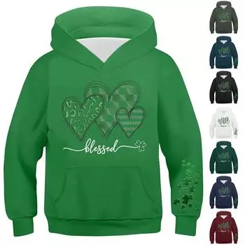 Повседневная модная толстовка с длинным рукавом и капюшоном с карманом для мальчиков 100 армия зеленый