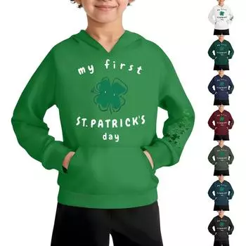 Повседневная модная толстовка с длинным рукавом и капюшоном с карманом для мальчиков 100 армия зеленый