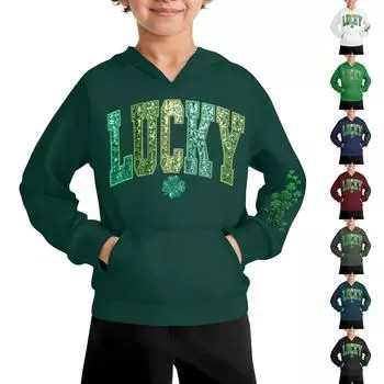 Повседневная модная толстовка с длинным рукавом и капюшоном с карманом для мальчиков 90 чёрный