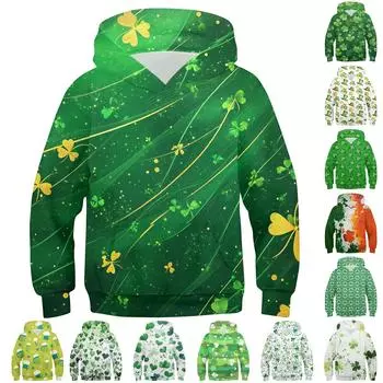 Повседневная модная толстовка с длинным рукавом и капюшоном с карманом для мальчиков 100 армия зеленый