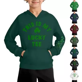 Повседневная модная толстовка с длинным рукавом и капюшоном с карманом для мальчиков 100 армия зеленый