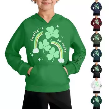 Повседневная модная толстовка с длинным рукавом и капюшоном с карманом для мальчиков 100 армия зеленый