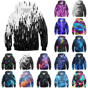 Повседневная модная толстовка с длинным рукавом и капюшоном с карманом для мальчиков 100 чёрный