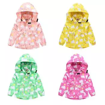 Повседневная модная ветровка для девочек, детская куртка с капюшоном и завязками, куртка, кардиган Yankee, топы 100cm