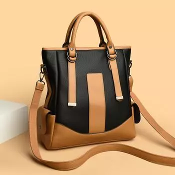 Повседневная модная женская сумка через плечо из роскошной брендовой кожи с цветными блоками, большая вместимость, сумка-мессенджер в стиле ретро, сумка через плечо