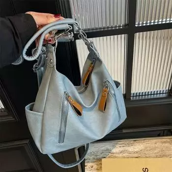 Повседневная модная женская сумка на плечо, женская однотонная мягкая большая сумка, женская сумка через плечо для покупок чёрный