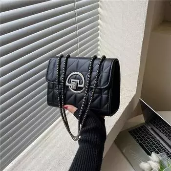 Повседневная модная женская сумка в иностранном стиле 2024 года, новая простая сумка-мессенджер через плечо, повседневная простая маленькая квадратная сумка чёрный