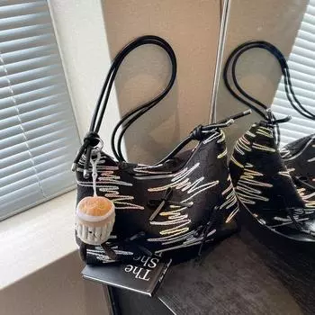 Повседневная мягкая сумка для отдыха женская 2024 новая популярная универсальная сумка-мессенджер super fire сумка через плечо подмышку бежевый