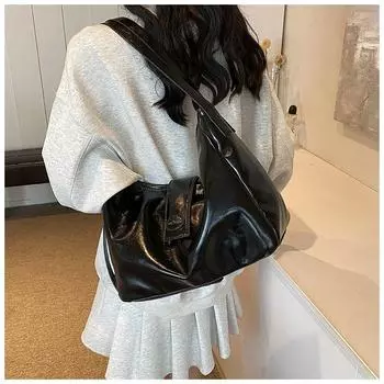 Повседневная мягкая сумка для поездок на работу большой вместимости женская 2024 новая популярная универсальная сумка-мессенджер модная сумка через плечо 45*11.5*25 серебряный