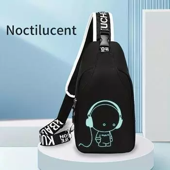Повседневная мультяшная сумка через плечо многофункциональная походная нагрудная сумка легкая сумка на плечо чёрный