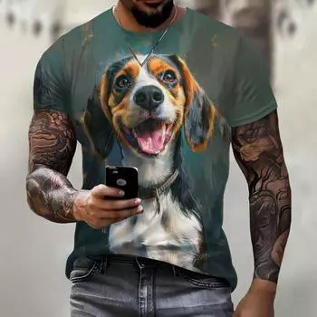 Повседневная мужская футболка 3d Angry Animal Футболки Топы Модная мужская футболка с рисунком животных Большие размеры Уличная одежда с круглым вырезом Модная одежда Y2K S